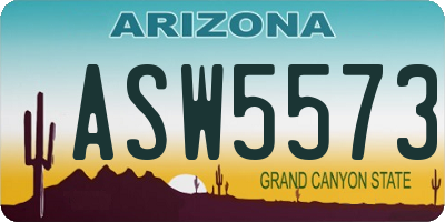 AZ license plate ASW5573