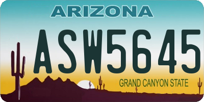 AZ license plate ASW5645