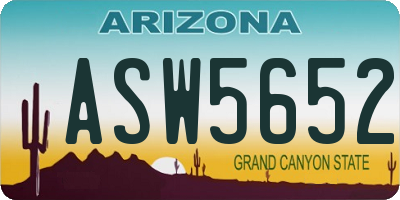 AZ license plate ASW5652