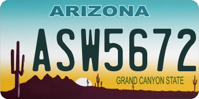 AZ license plate ASW5672