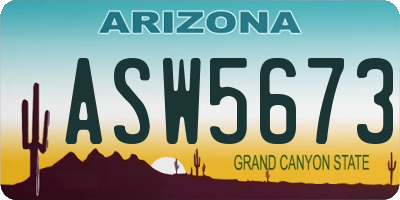 AZ license plate ASW5673