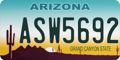 AZ license plate ASW5692