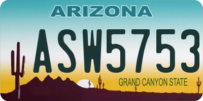 AZ license plate ASW5753