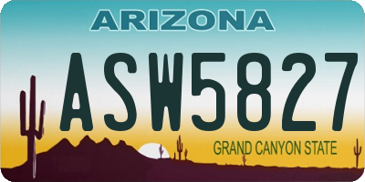 AZ license plate ASW5827