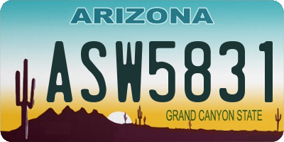 AZ license plate ASW5831