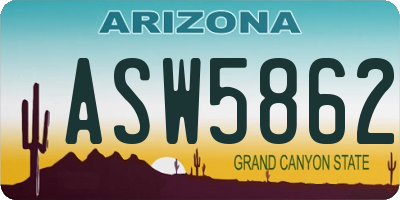 AZ license plate ASW5862