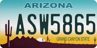 AZ license plate ASW5865