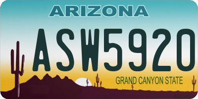 AZ license plate ASW5920