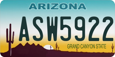 AZ license plate ASW5922