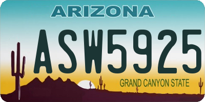 AZ license plate ASW5925