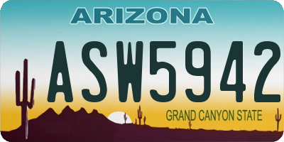 AZ license plate ASW5942