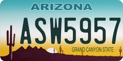AZ license plate ASW5957