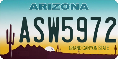 AZ license plate ASW5972