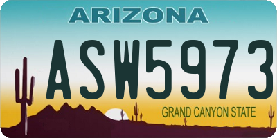 AZ license plate ASW5973