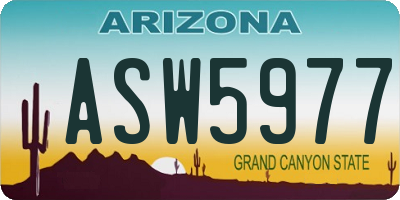 AZ license plate ASW5977
