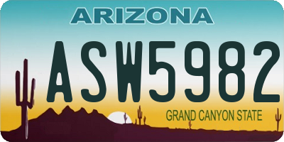 AZ license plate ASW5982