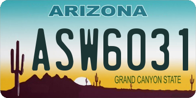 AZ license plate ASW6031