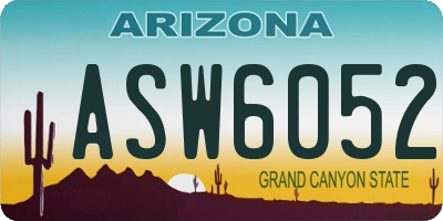 AZ license plate ASW6052