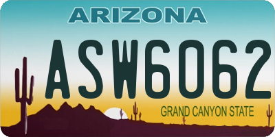 AZ license plate ASW6062