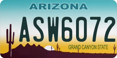 AZ license plate ASW6072