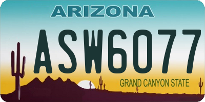 AZ license plate ASW6077