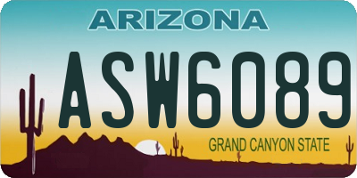 AZ license plate ASW6089