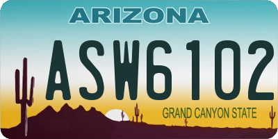 AZ license plate ASW6102