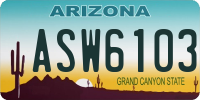 AZ license plate ASW6103
