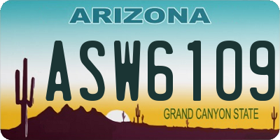 AZ license plate ASW6109