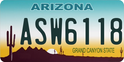 AZ license plate ASW6118