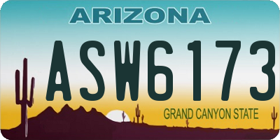 AZ license plate ASW6173