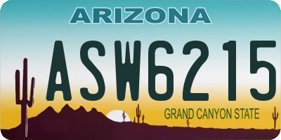 AZ license plate ASW6215