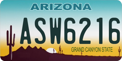 AZ license plate ASW6216
