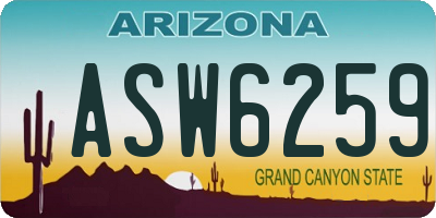 AZ license plate ASW6259
