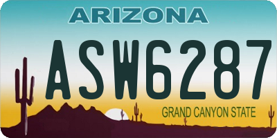 AZ license plate ASW6287