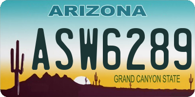 AZ license plate ASW6289