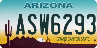 AZ license plate ASW6293