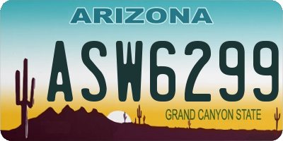 AZ license plate ASW6299