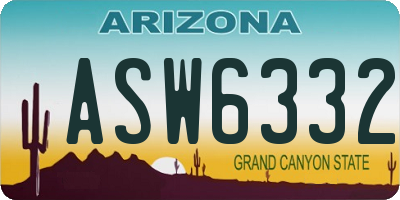 AZ license plate ASW6332