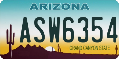 AZ license plate ASW6354
