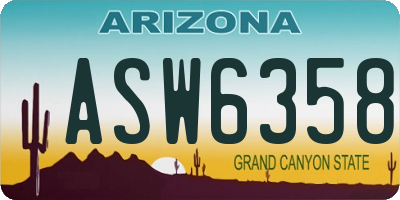 AZ license plate ASW6358