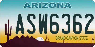 AZ license plate ASW6362