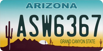 AZ license plate ASW6367