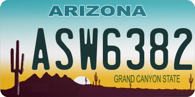 AZ license plate ASW6382