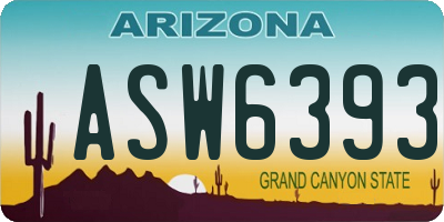 AZ license plate ASW6393