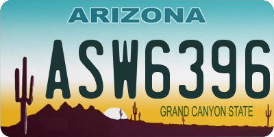 AZ license plate ASW6396