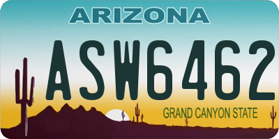 AZ license plate ASW6462
