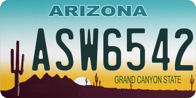 AZ license plate ASW6542