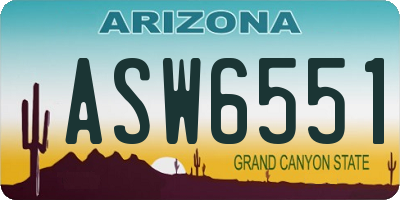 AZ license plate ASW6551