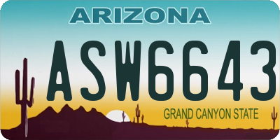 AZ license plate ASW6643
